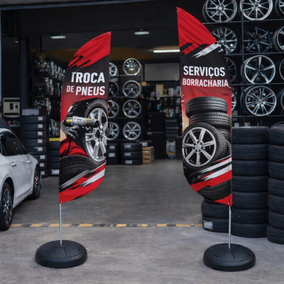 Wind banner para borracharia como destaque visual e atração de clientes
